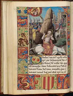 Rock separating three scenes from the conversion of Saint Paul, f.36v.