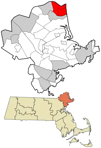 Location in Essex County and Massachusetts