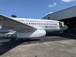 SIU's ex-United 737-200 pictured in front of the Aviation Technologies Hangar