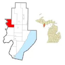 Location within Menominee County and the state of Michigan