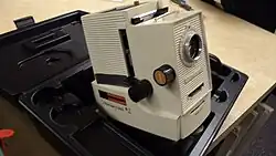 A film strip projector.
