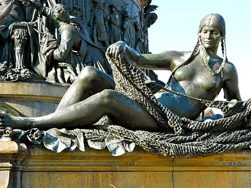 Native American woman with fishing net