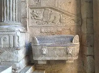 Sarcophagus and bas-relief on the right side
