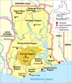 A political map of today's Ghana