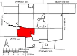 Location of Green Camp Township in Marion County