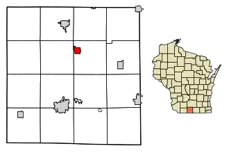 Location of Monticello in Green County, Wisconsin.