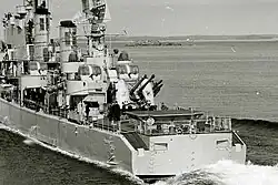 Swedish 12 cm akan m/50 stern-turret on Destroyer HSwMS Halland (J18) 1960's.