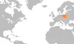 Map indicating locations of Haiti and Poland
