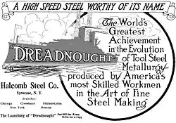 Advertisement with a drawing of a ship