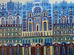 Hamdi Bardhi, "Facade", oil on canvas, 80 × 100 cm