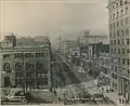 View looking westward from Cambie Street. Probably taken from an upper floor or the roof of the Carter-Cotton Building. March 1, 1912. The Dominion Building is on the right-hand side of the frame.