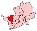 A medium-sized constituency. It is slightly to the northwest of the centre of the county.