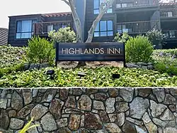 The Highlands Inn sign.