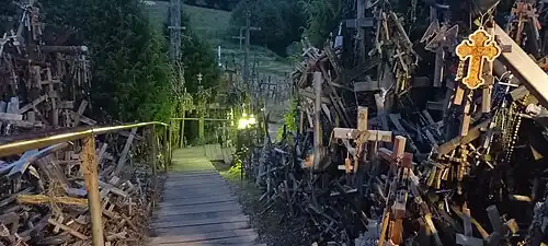 Hill of crosses at night in 2022