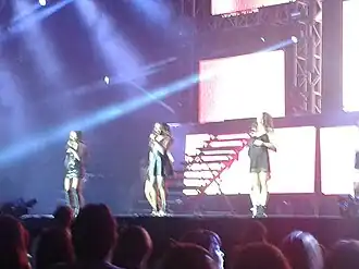 Honeyz performing in 2013 (L–R): Heavenli Abdi, Celena Cherry and Mariama Goodman