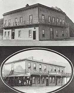 photos of old wooden hotel buildings