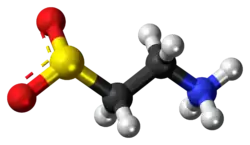 Ball-and-stick model of the hypotaurine zwitterion