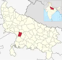 Location of Auraiya district in Uttar Pradesh