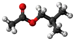 Ball-and-stick model of the isobutyl acetate molecule