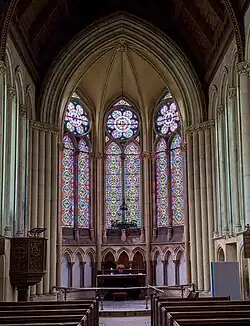 The apse of St. Mary's church, Itchen Stoke, Hampshire, England. September 2024.