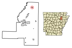 Location of Swifton in Jackson County, Arkansas.