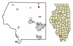 Location of Elkville in Jackson County, Illinois