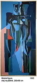 Blue Figure, oil on canvas 200 × 90 cm, 1962