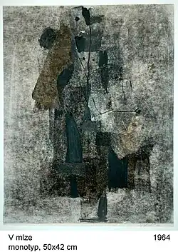 In the mist, monotype 50 × 42 cm, 1964