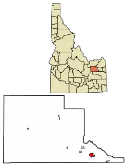 Location of Rigby in Jefferson County, Idaho.