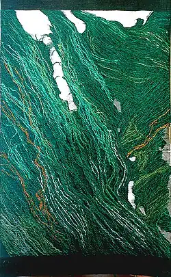 Gesture of Green, author's hand-woven tapestry 270 × 140 cm, 1976