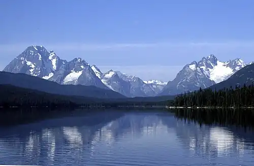 Talchako Mountain (left) and Horribilis Peak (right) seen from Junker Lake
