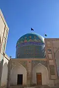 The mosque's blue dome
