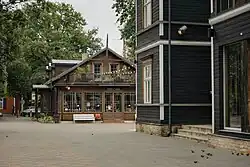 Wooden buildings in the Kalnciema quarter in the Āgenskalns district of Riga