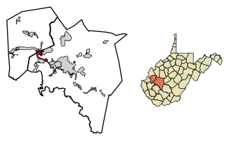 Location of Nitro in Kanawha County, West Virginia.