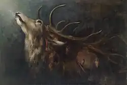 Sterbender Hirsch (Dying Deer), oil on canvas, 98.5 x 150 cm, before 1913