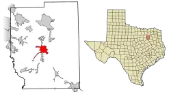 Location of Kaufman in Kaufman County, Texas