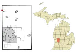 Location of Casnovia in Kent County and the state of Michigan