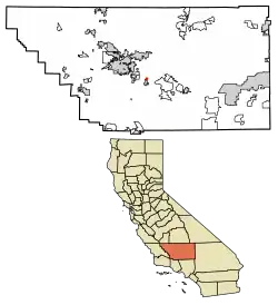 Location of Edmundson Acres in Kern County, California.
