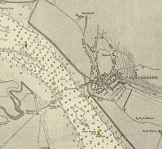 1914 nautical chart showing the ferry piers
