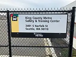 King County Metro Safety & Training Center Sign