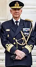 Rear Admiral Jonas Wikström with current sleeve insignia for a rear admiral (2003–present)