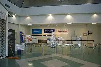 Inside the former terminal building