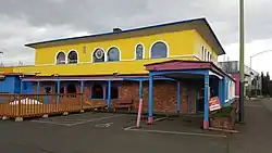 Photograph of the exterior of a two-story building