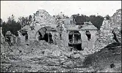La Verte-Feuille Farm after its capture by the 2nd Infantry Division (United States) on the morning of 18 July 1918. At about the same time supporting tanks circled around the farm, elements of the 5th Marines charged out of the Foret de Retz to capture the farm.
