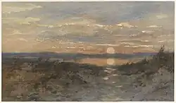 'Landscape with sunset', c. 1880-1900; watercolor on paper