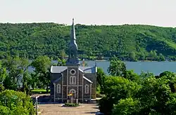 Sacred Heart Roman Catholic Church at Lebret with Mission Lake in the background