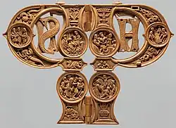 Letter P with the Legend of Saint Philip, Netherlandish, 1500–1506. Height (open): 7.1 cm (2.8 in).[97] The Cloisters, New York.