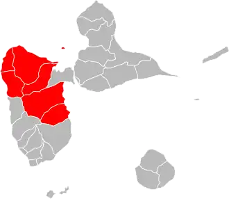 Location of Nord Basse-Terre within the department