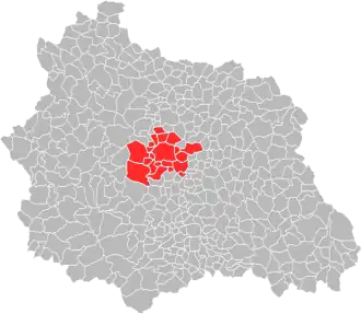 Location of the metropolis in the department of Puy-de-Dôme.