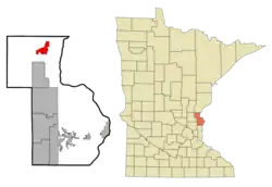 Location of Rush City within Chisago County, Minnesota
